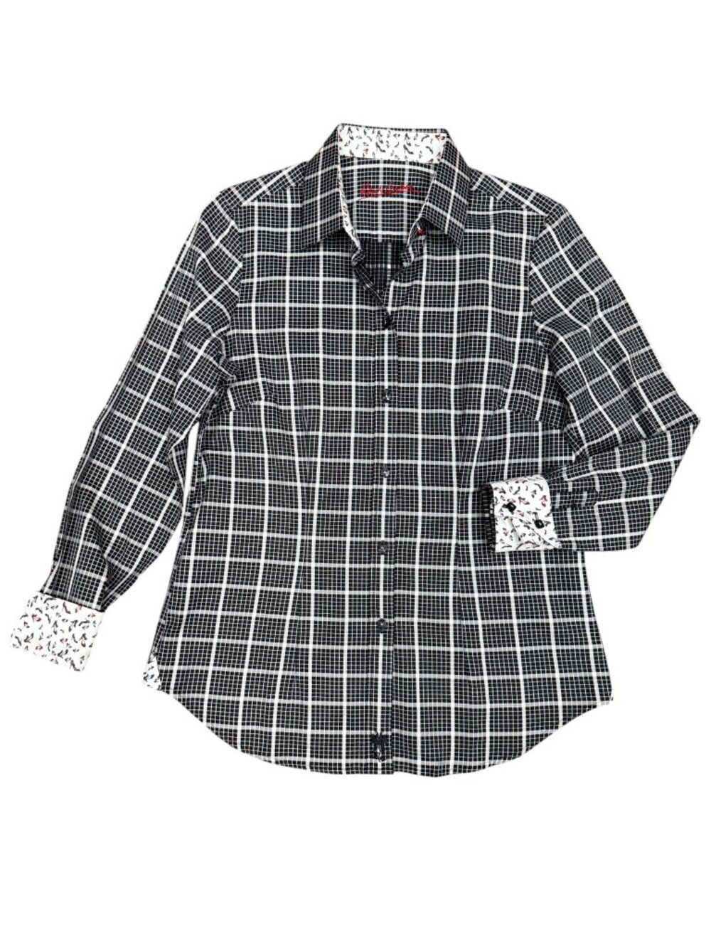 ROBERT GRAHAM | Women's | Grid Check Stretch Cotton Button Down Shirt | Size M
